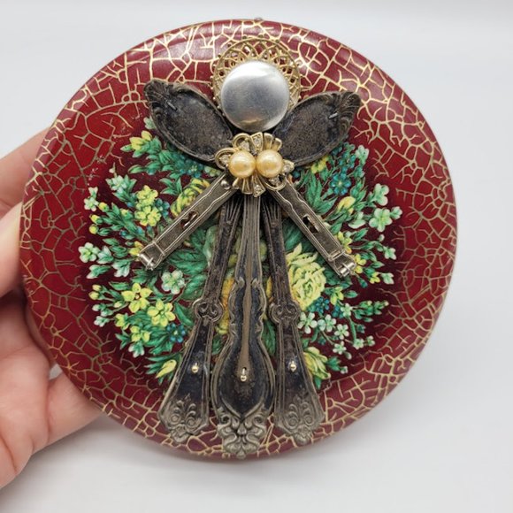 Vintage Handmade Silverware Jewelry Angel Wall Decor OOAK Fairy Gift Cottagecore - Picture 5 of 7